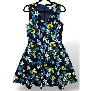 Draper James Elliston Dress Womens 4 Floral Fit & Flare Sleeveless Preppy Brunch